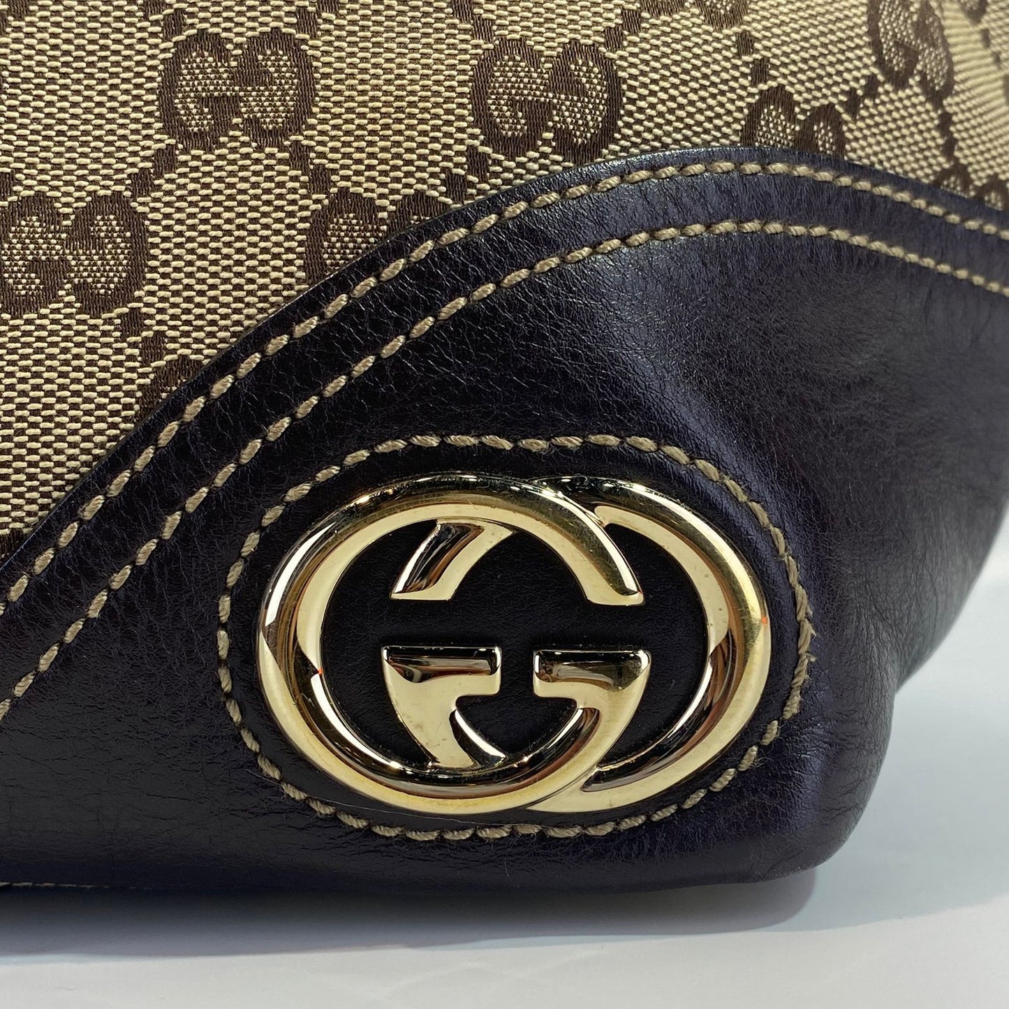 Gucci GG Canvas New Britt Tote Dark Brown