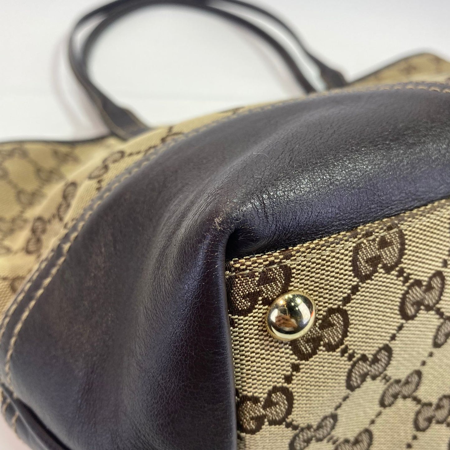 Gucci GG Canvas New Britt Tote Dark Brown