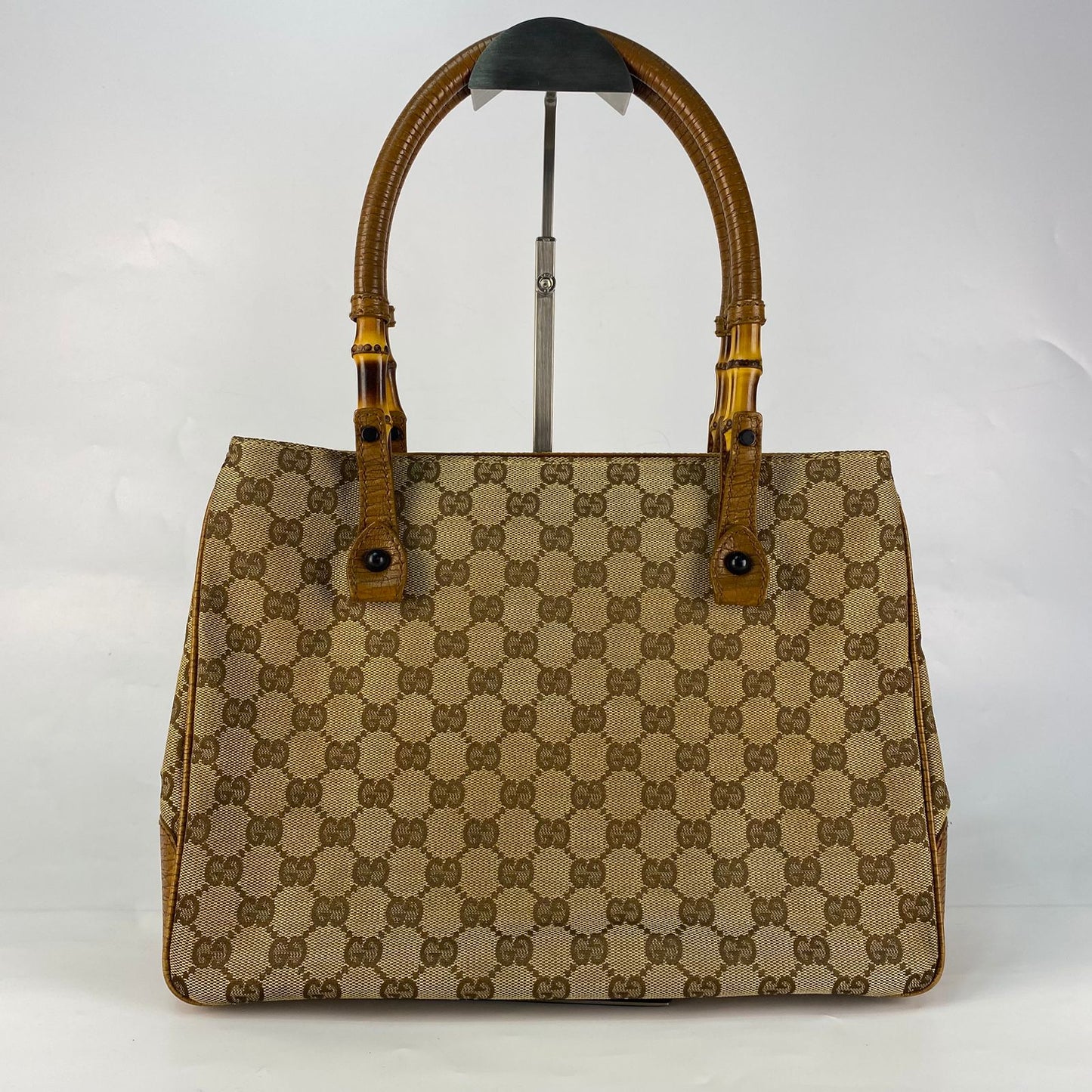 Gucci Bamboo GG Canvas Handbag Beige