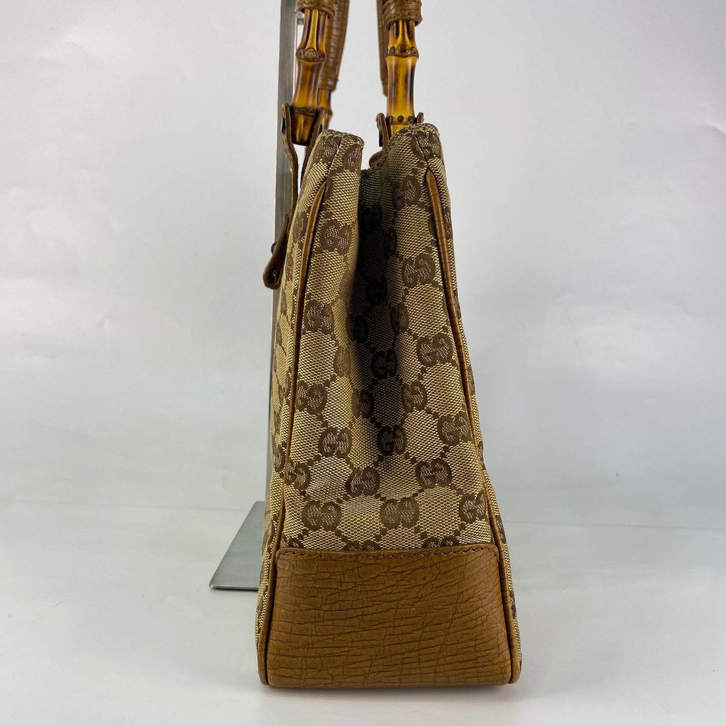 Gucci Bamboo GG Canvas Handbag Beige