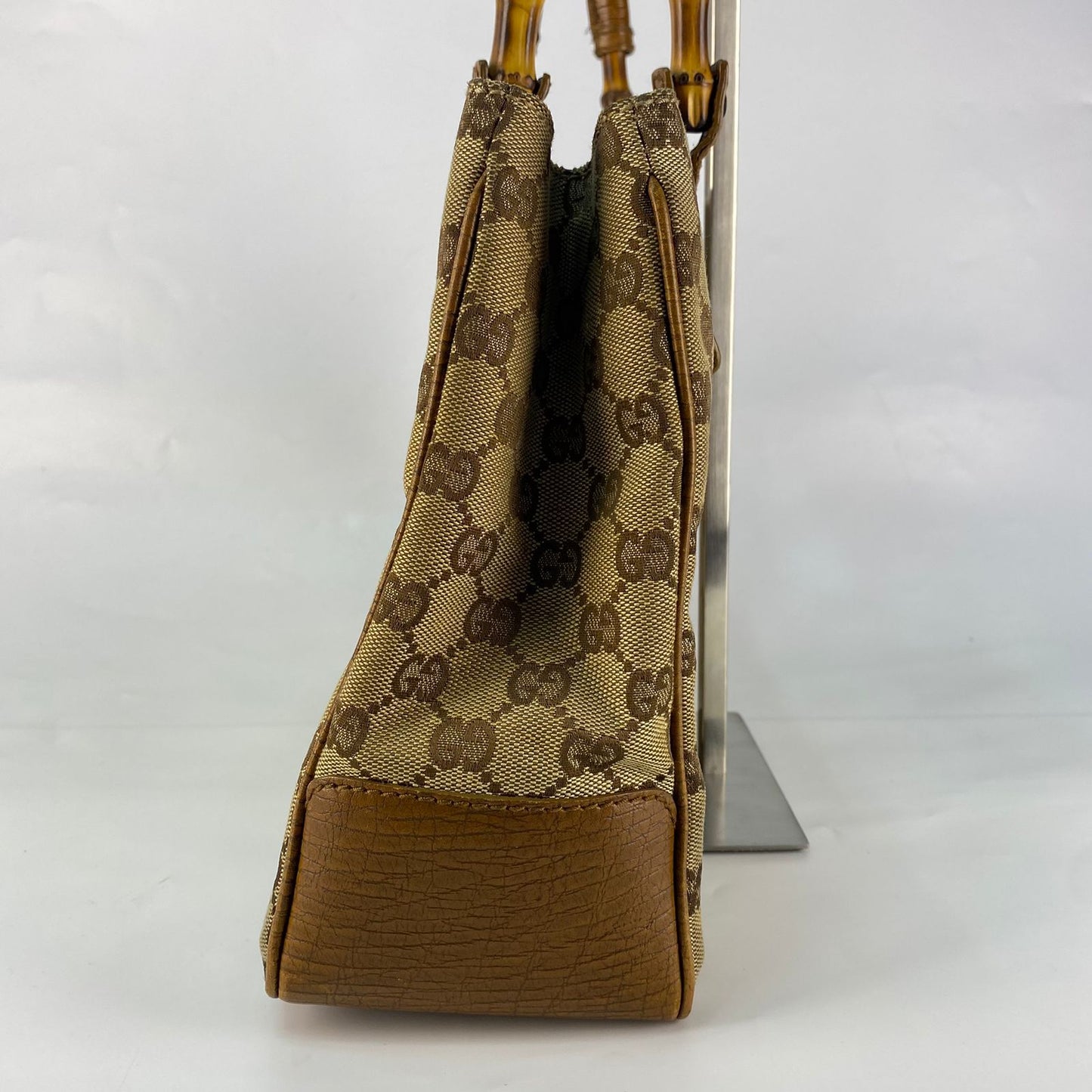 Gucci Bamboo GG Canvas Handbag Beige