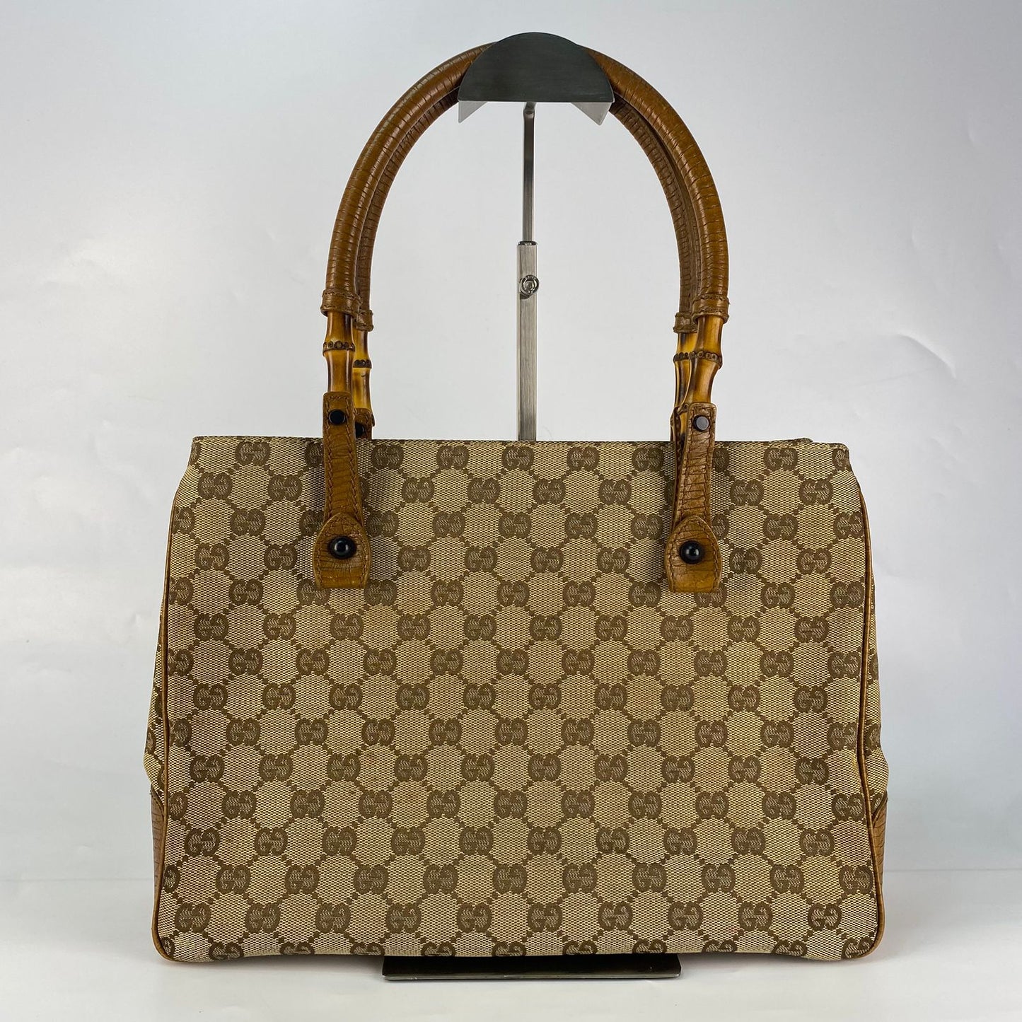 Gucci Bamboo GG Canvas Handbag Beige