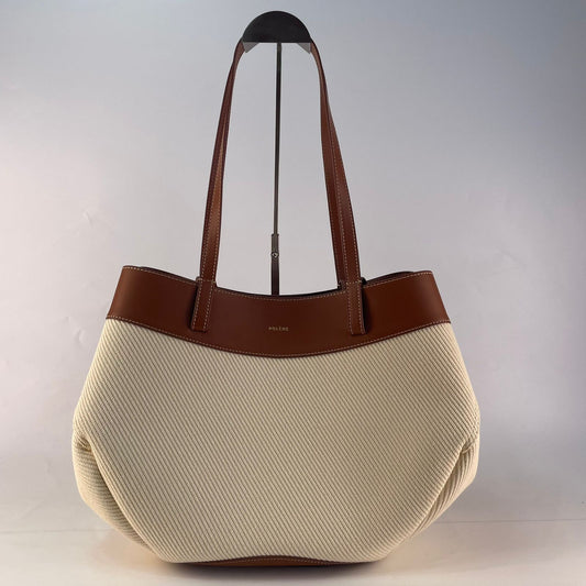 Polene Cyme Tisse Cotton Twill Canvas and Cognac