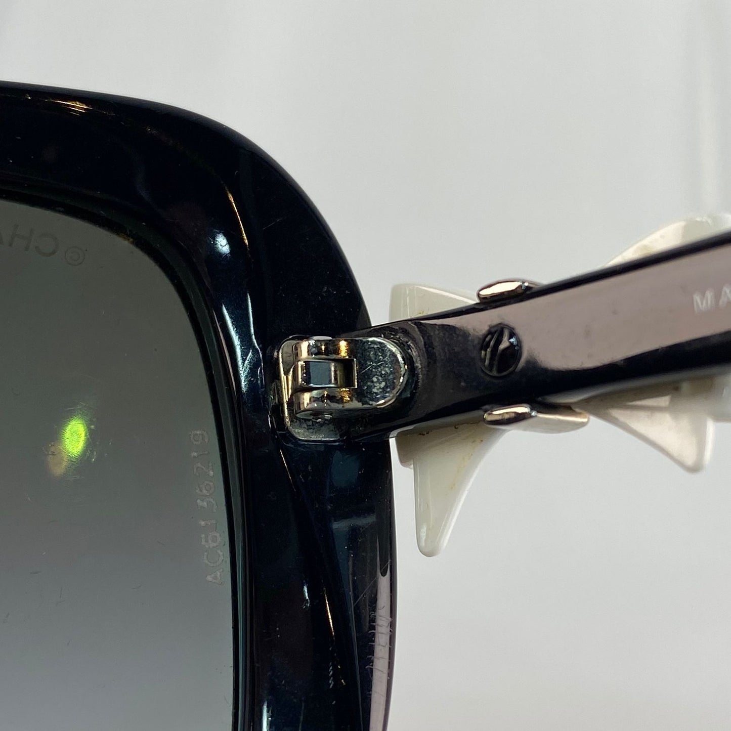 Chanel Black Sunglasses with White Ribbon
