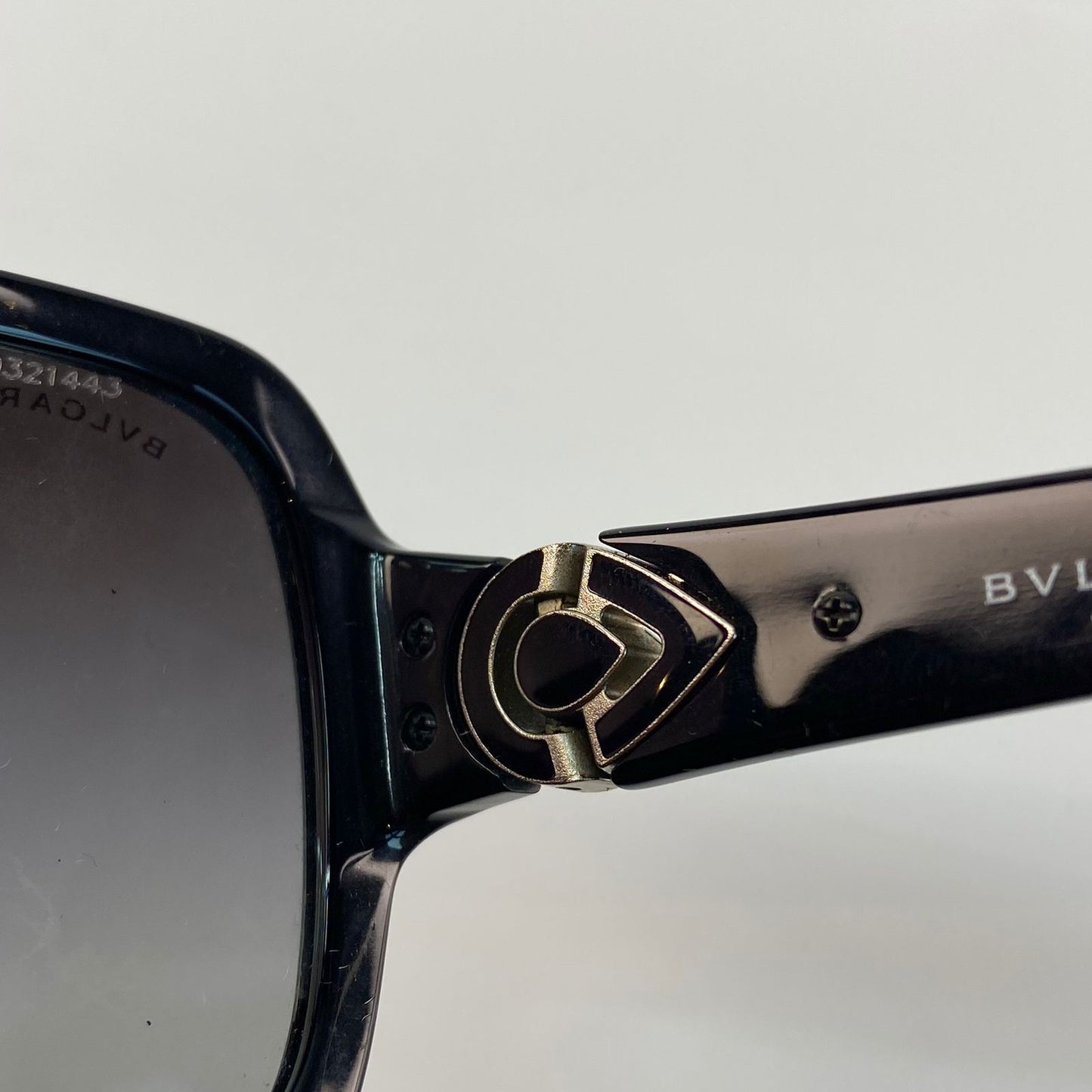 Bulgari Black Square Frame Green Gem Sunglasses