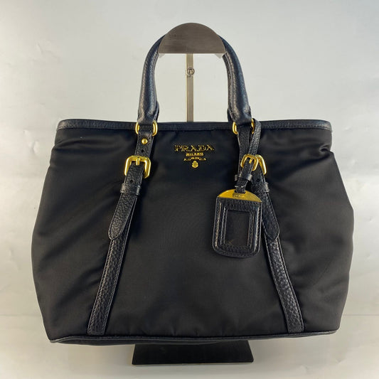 Prada Nylon and Leather-Trimmed Tote Bag Black