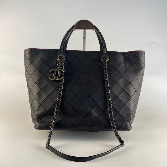 Chanel CC Charm Two-way shopping Tote Black