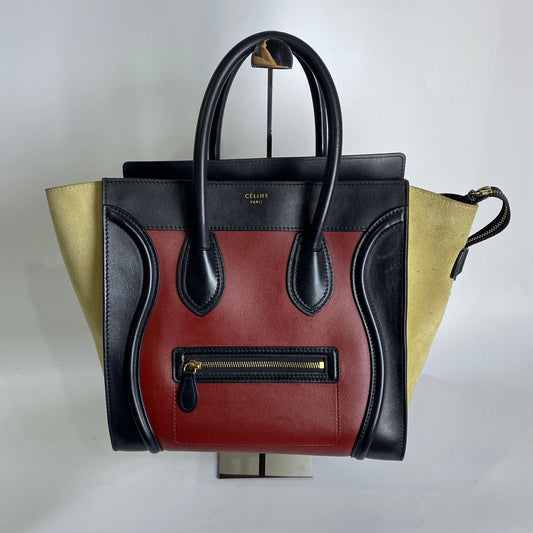 Celine Tri-Color Micro Luggage Red, Black and Brown
