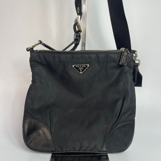 Prada Messenger Nylon Black Leather Trims