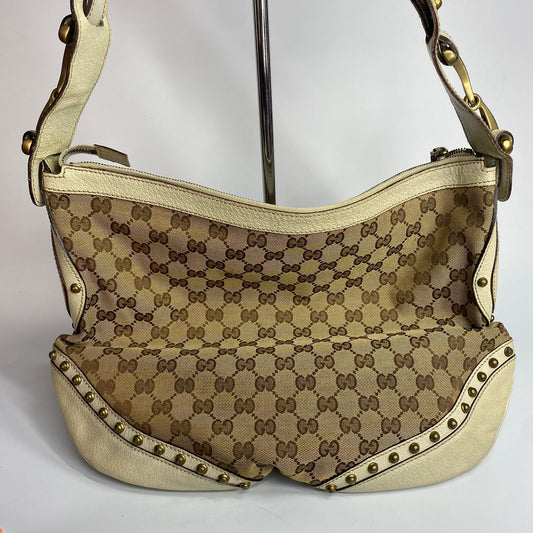 Gucci Canvas Studded Pelham Hobo Bag