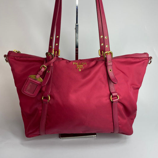Prada Tessuto Nylon Tote Dark Pink