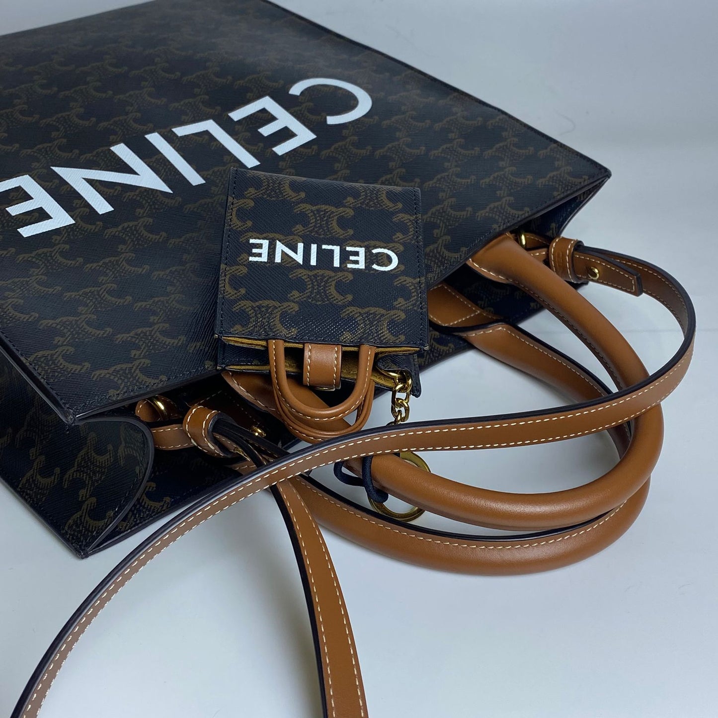Celine Vertical Cabas Tote Brown Triomphe