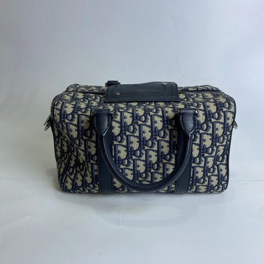 Dior Lingot 26 Boston Navy Blue Oblique Jacquard Canvas