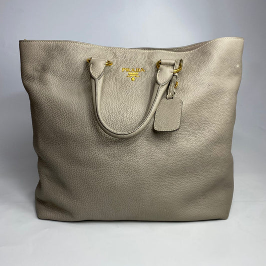 Prada Vitello Daino 2 Way Bag Gray GHW