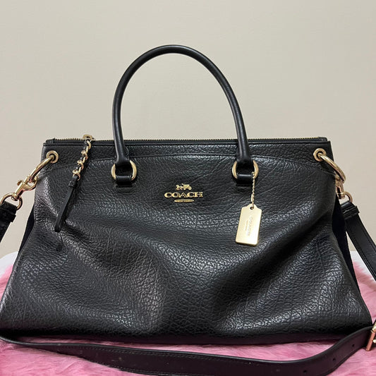 Coach Mia Satchel Black – 8"H x 11"L x 4.5"W