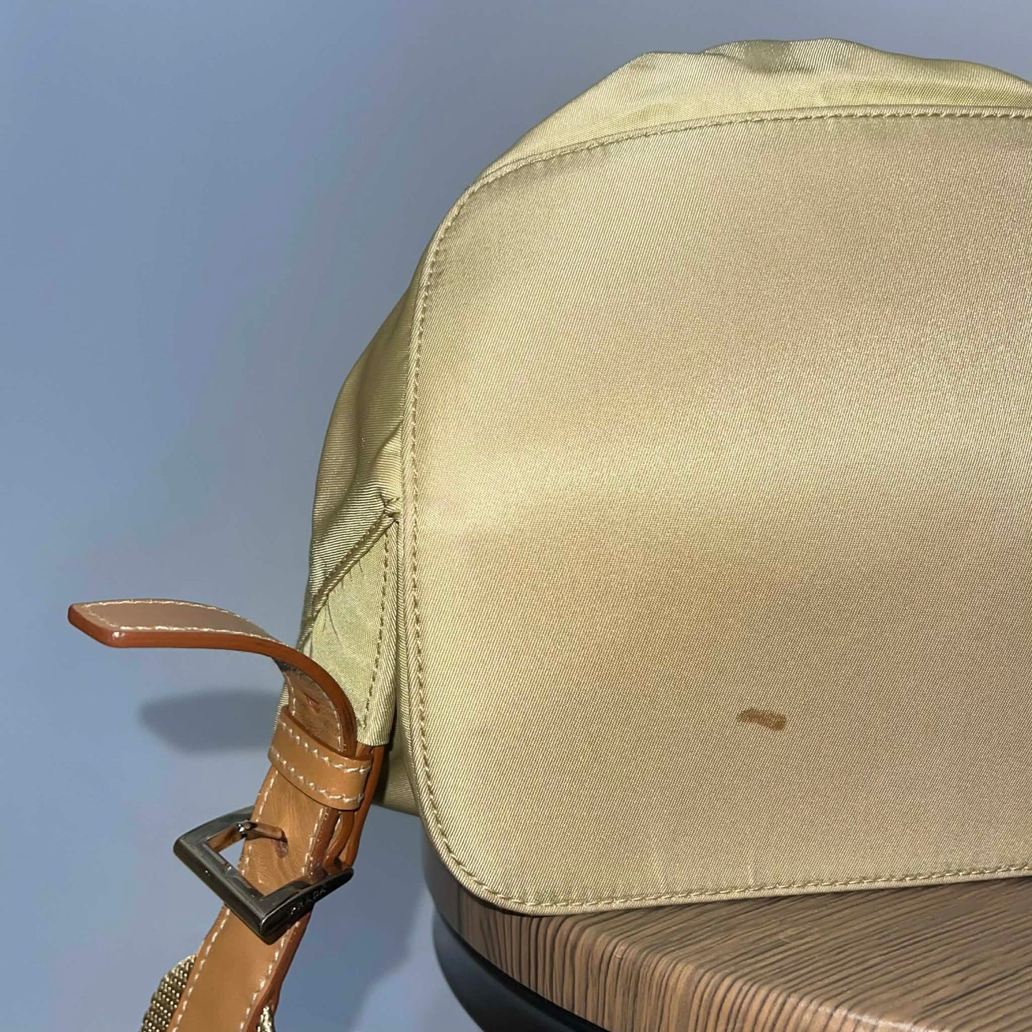 Prada Nylon Backpack Khaki with Leather Trim