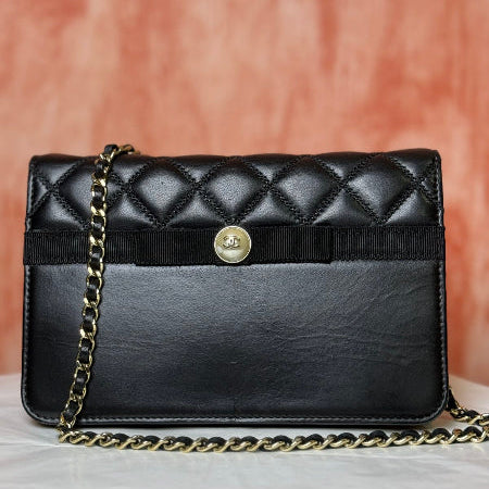 Chanel Chain Wallet Quilted Wallet On Chain - Black 7.5" L x 5" H