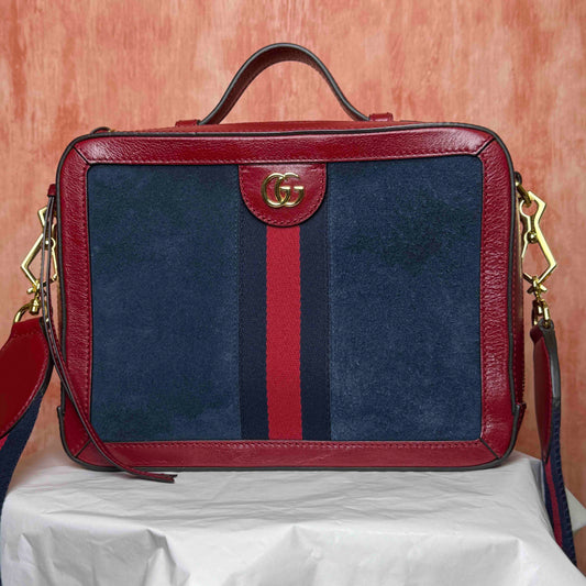 Gucci Ophidia Web Suede Bag – Red
