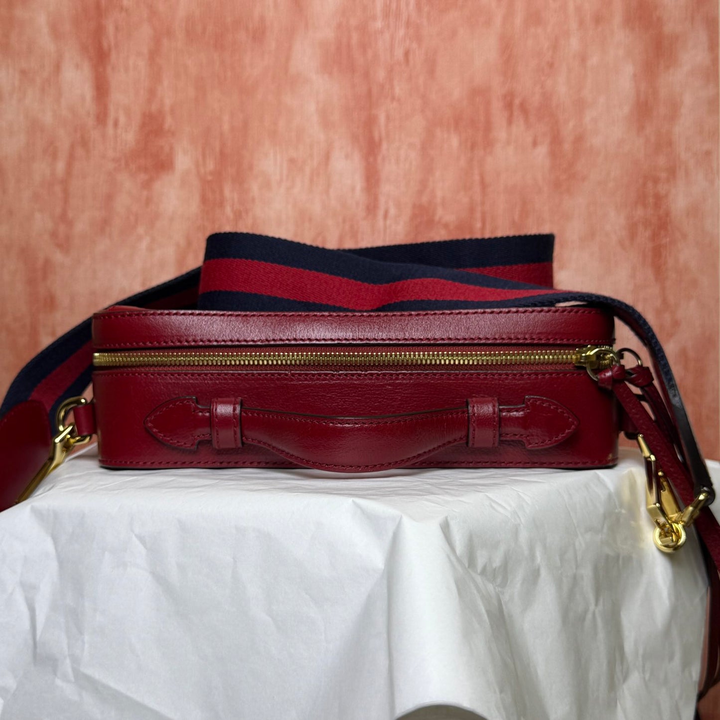Gucci Ophidia Web Suede Bag – Red