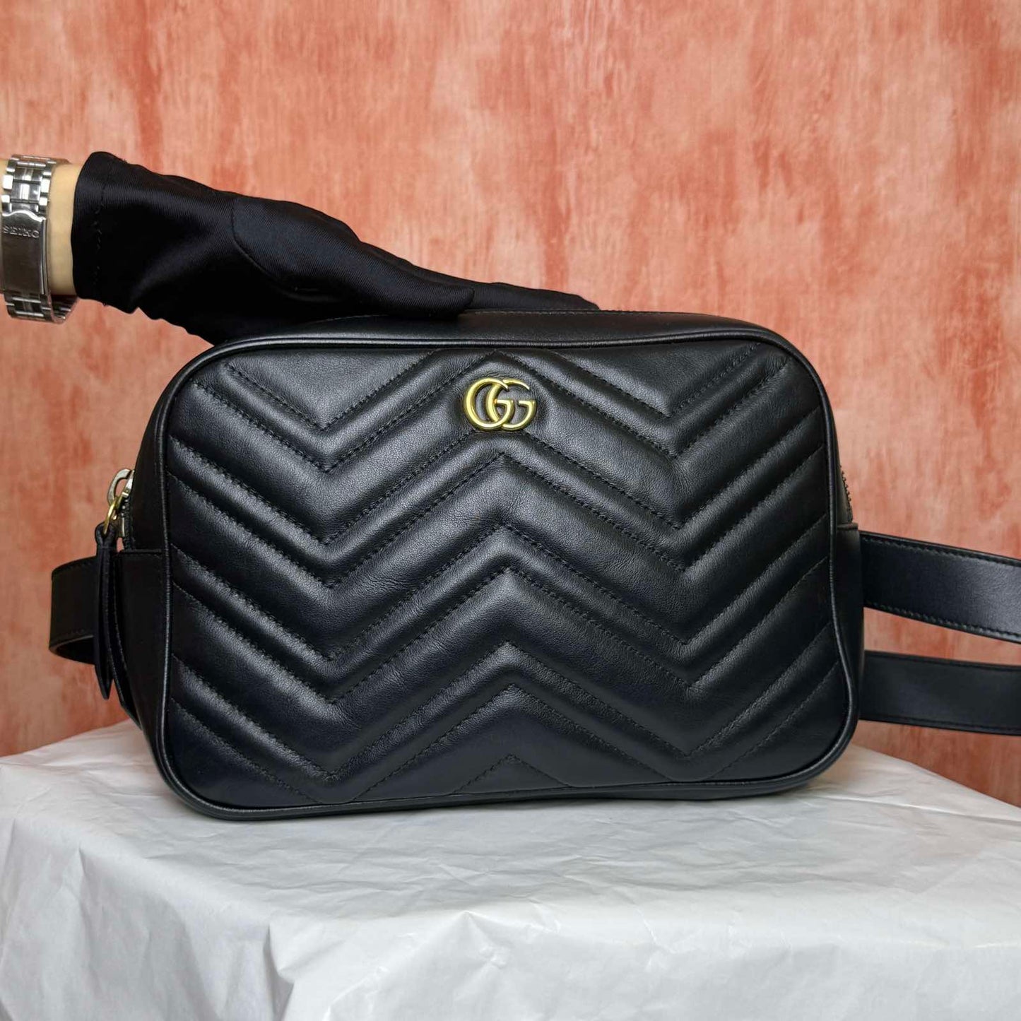 GG Marmont Square Belt Bag - Black 6.5"H x 9.5"W
