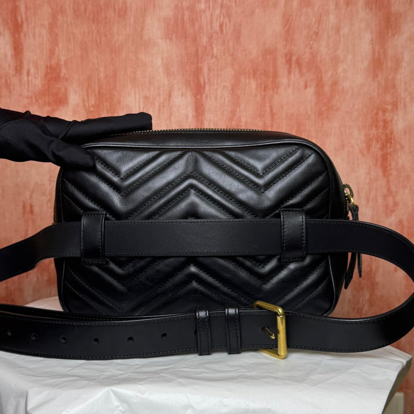 GG Marmont Square Belt Bag - Black 6.5"H x 9.5"W