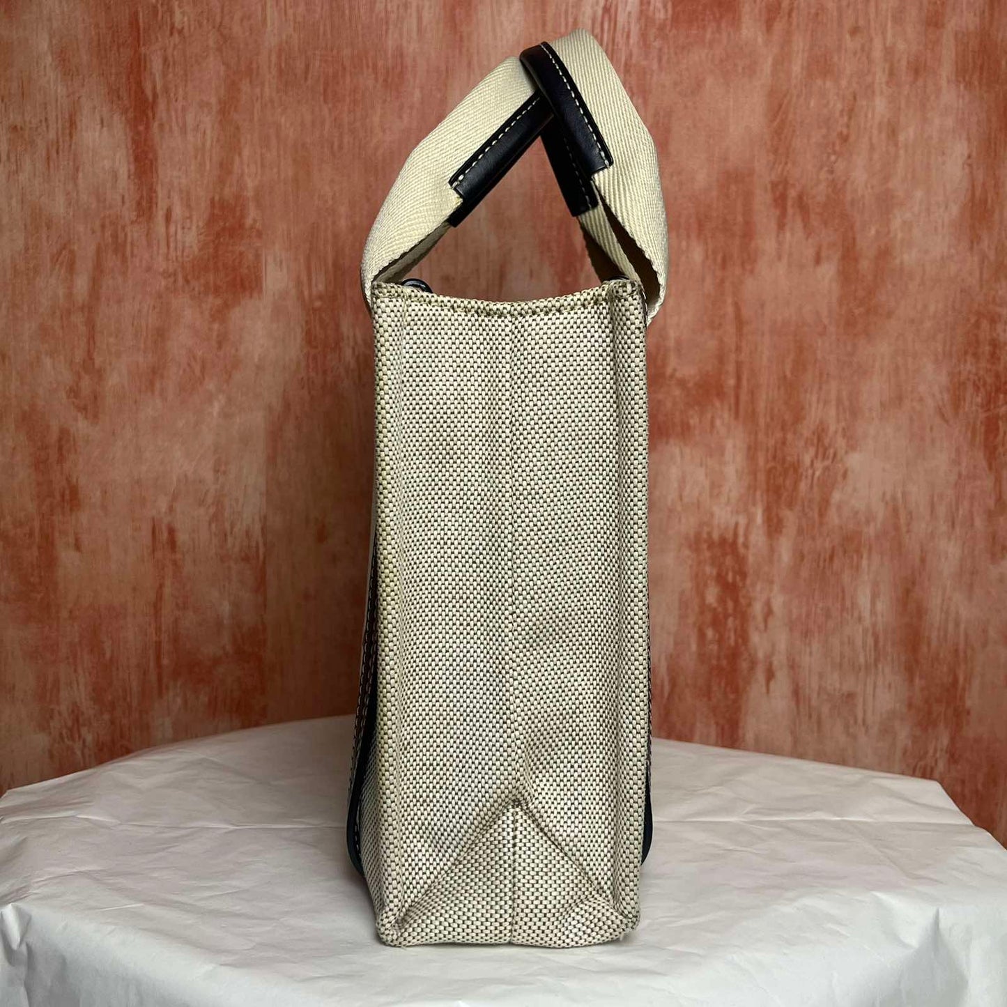 Chloe Woody Small Tote - Beige 8.27"H x 9.84"W