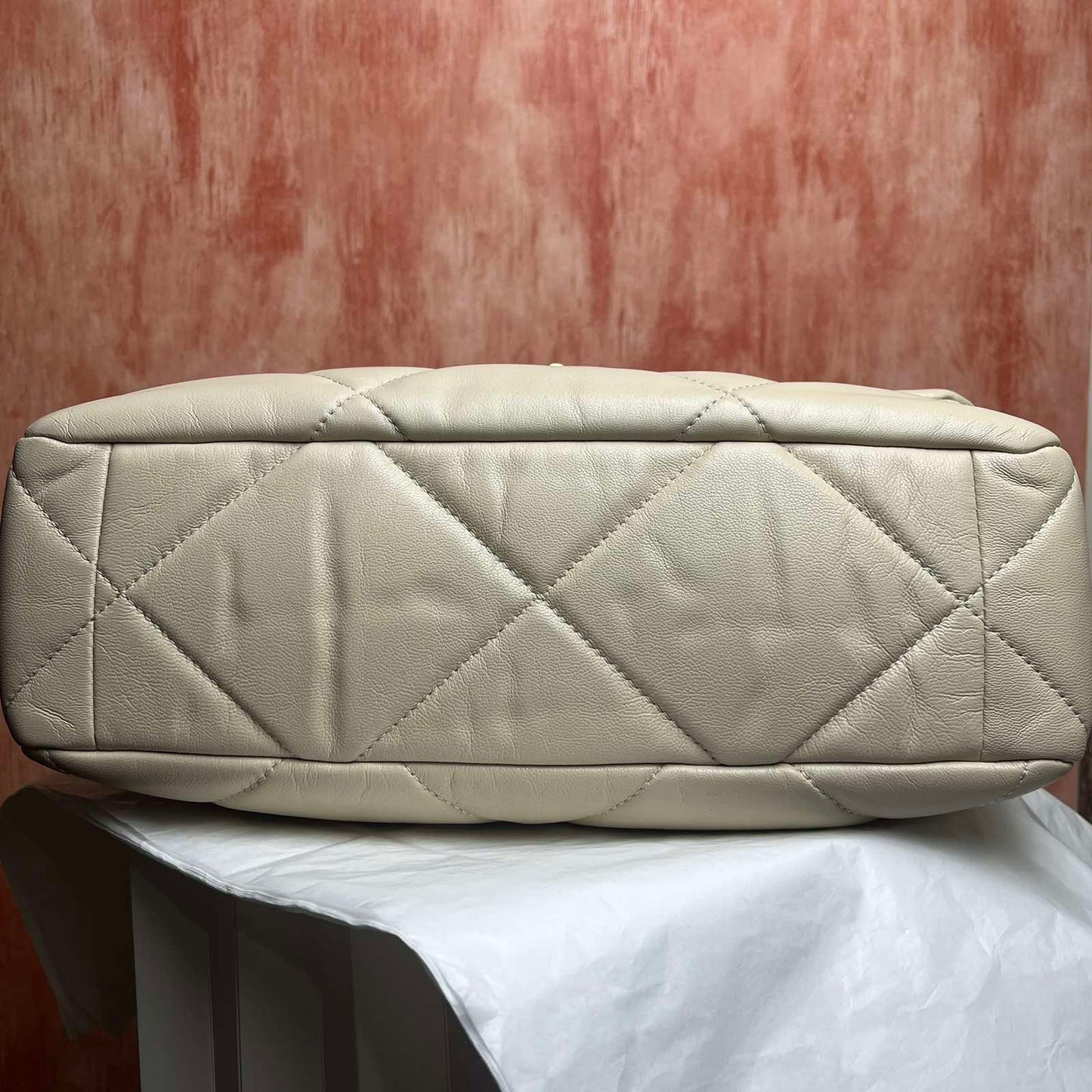 Chanel 19 Large Handbag - Beige 12.6 L × 11 H × 3.9 W