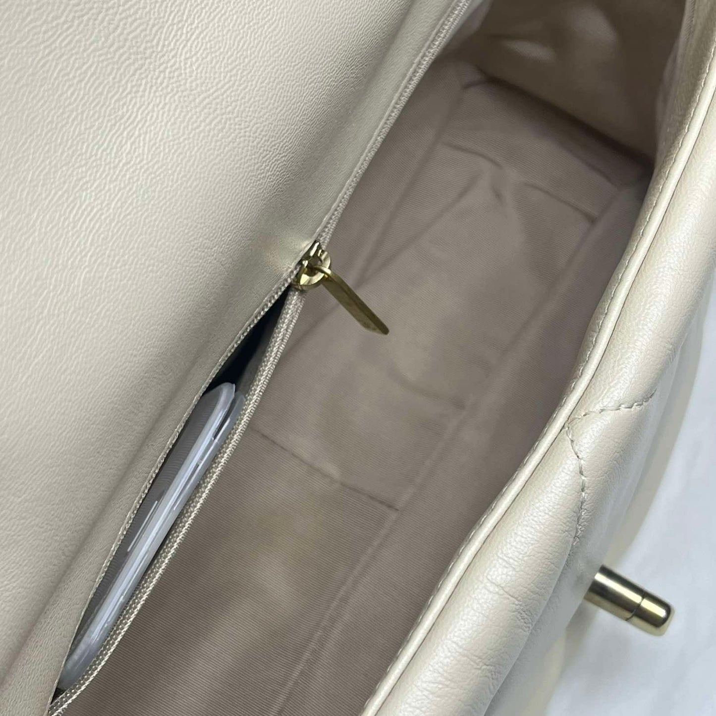 Chanel 19 Large Handbag - Beige 12.6 L × 11 H × 3.9 W