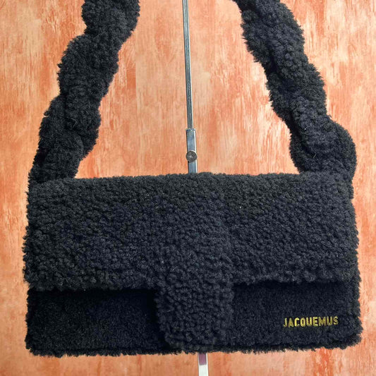 Jacquemus Le Bambidou Fur Black 11.5"L x 6"H x 2.5"W