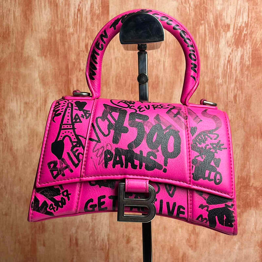 Balenciaga Hourglass Handbag - Pink 8.5"L x 5.5"H x 4"W