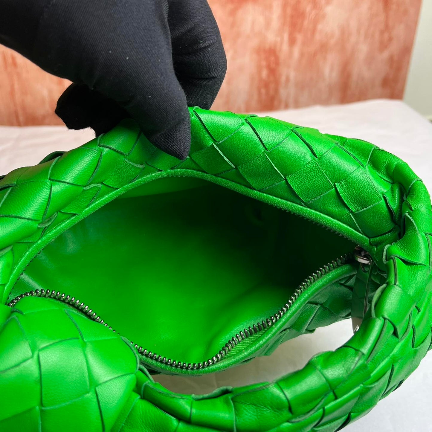 Bottega Veneta Mini Jodie - Green 8.27"H x 14.17"W x 5.12"D