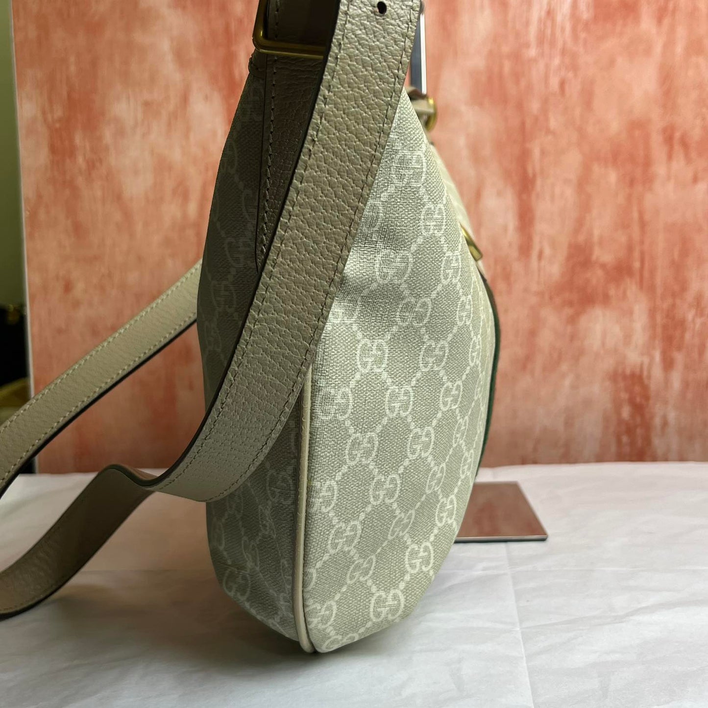 Gucci Ophidia Small Crossbody Bag - Beige and White Canvas