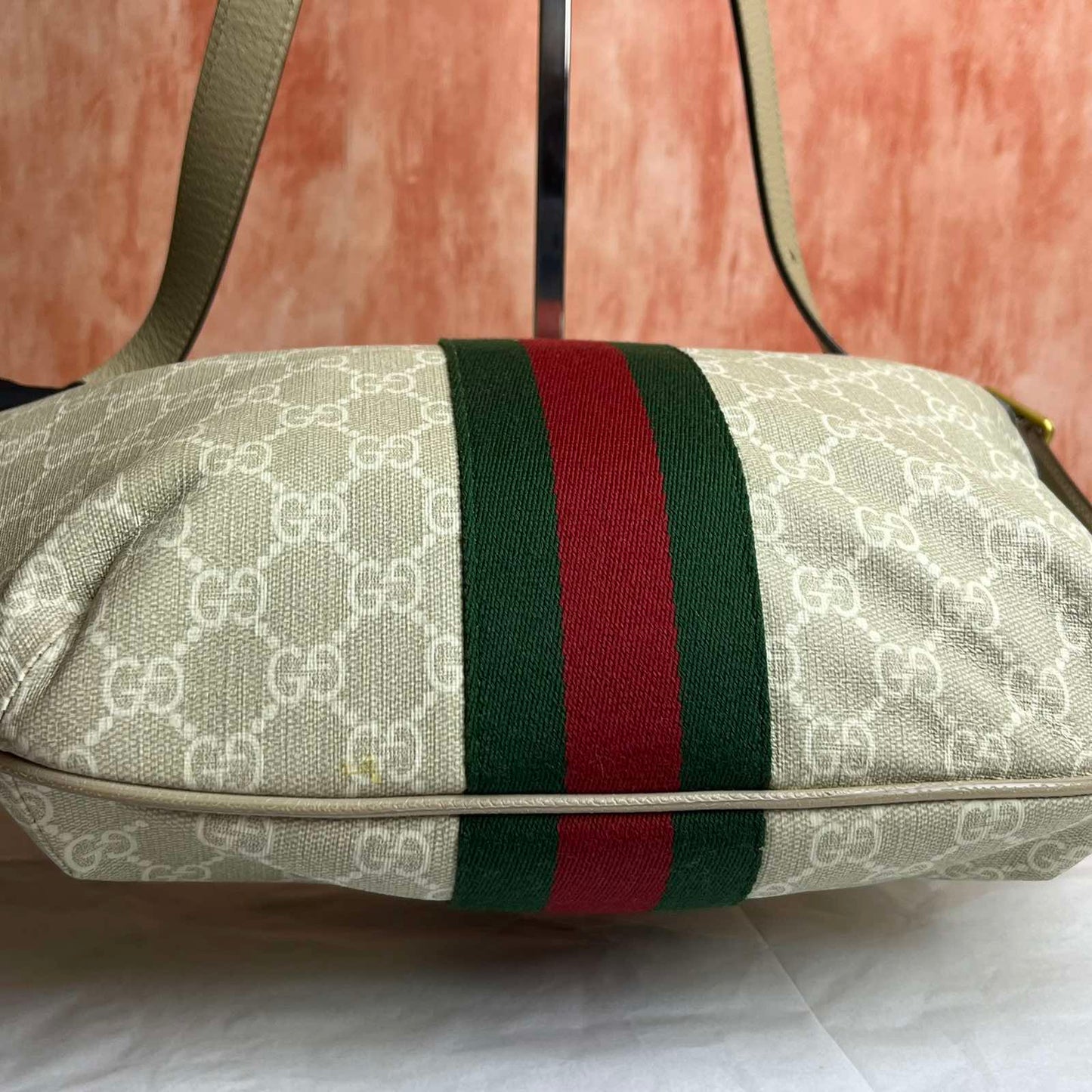 Gucci Ophidia Small Crossbody Bag - Beige and White Canvas