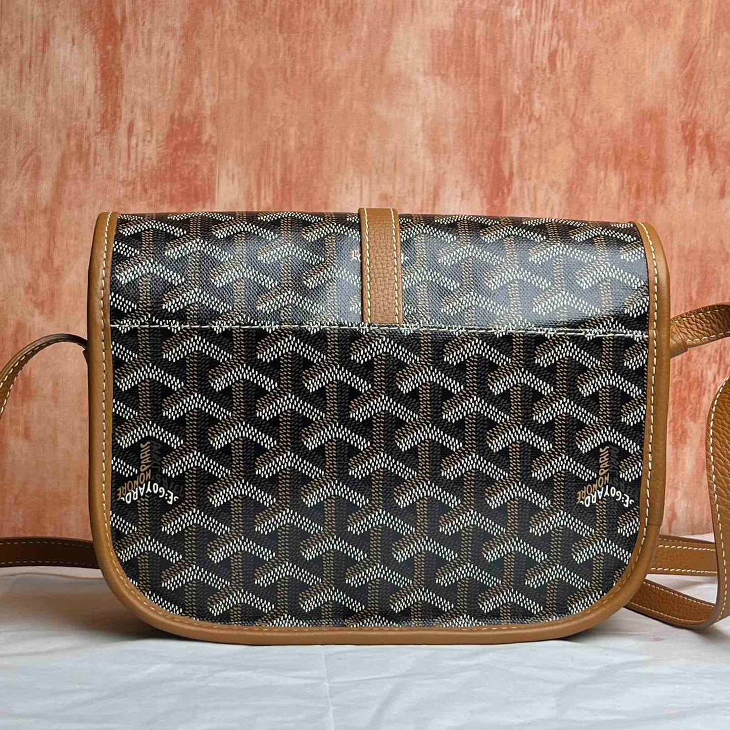 Goyard Belvedere PM Bag - Black & Tan 7"H x 9"L x 2.5"W