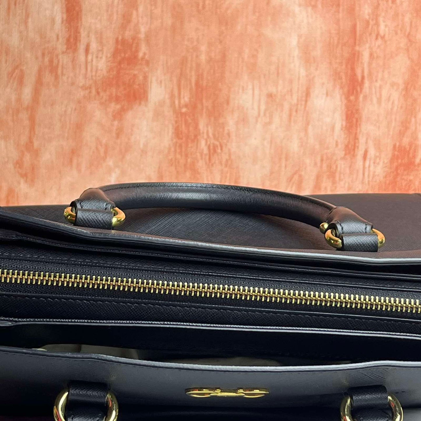 Salvatore Ferragamo Leather Becky Bag – Black 7.9"H x 9.8"L x 4.3"W