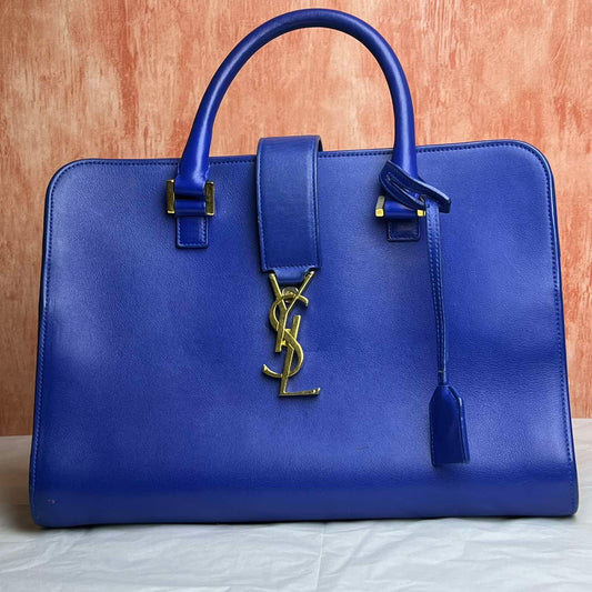 YSL Cabas Small Tote Blue – 8.6"H x 12.5"L x 6.2"W