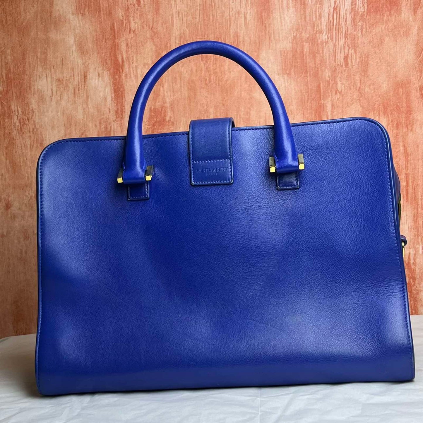 YSL Cabas Small Tote Blue – 8.6"H x 12.5"L x 6.2"W