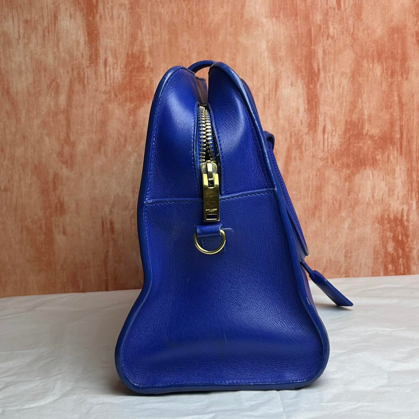 YSL Cabas Small Tote Blue – 8.6"H x 12.5"L x 6.2"W