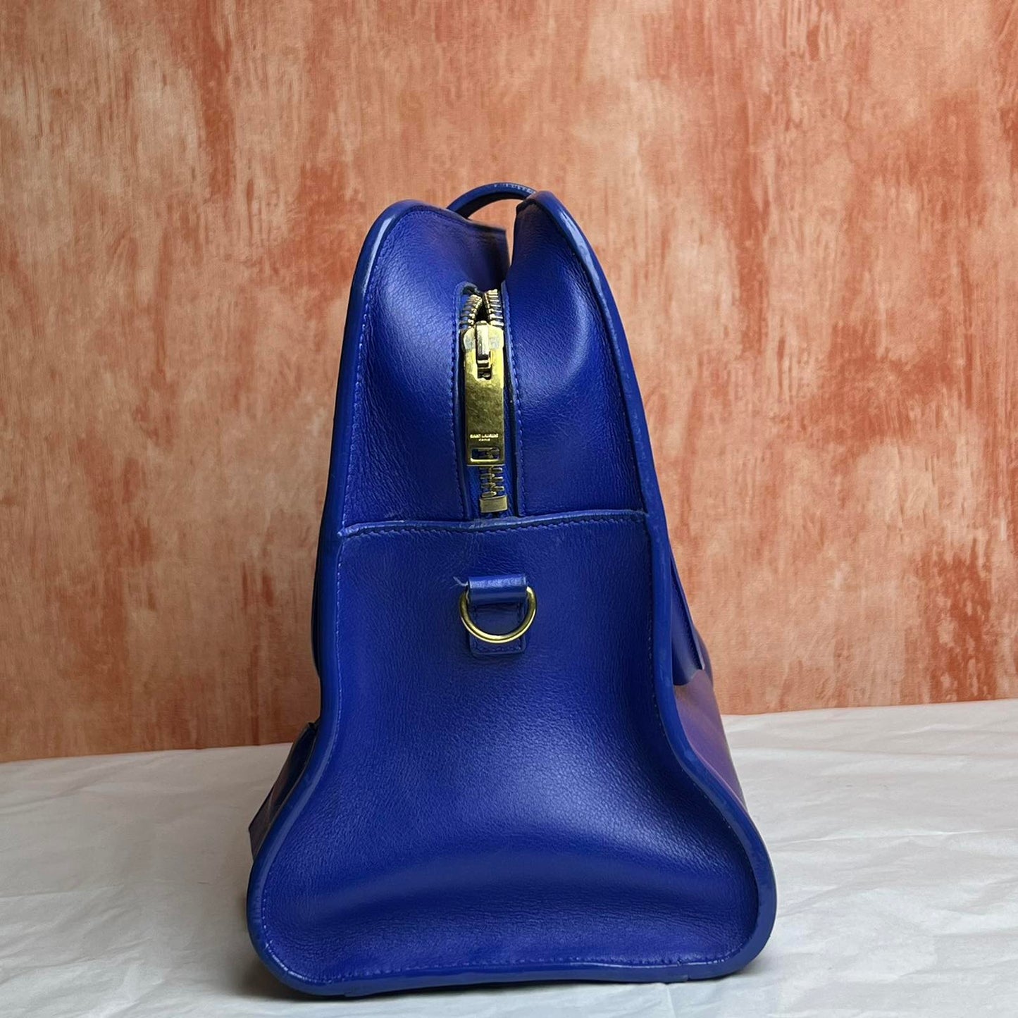 YSL Cabas Small Tote Blue – 8.6"H x 12.5"L x 6.2"W
