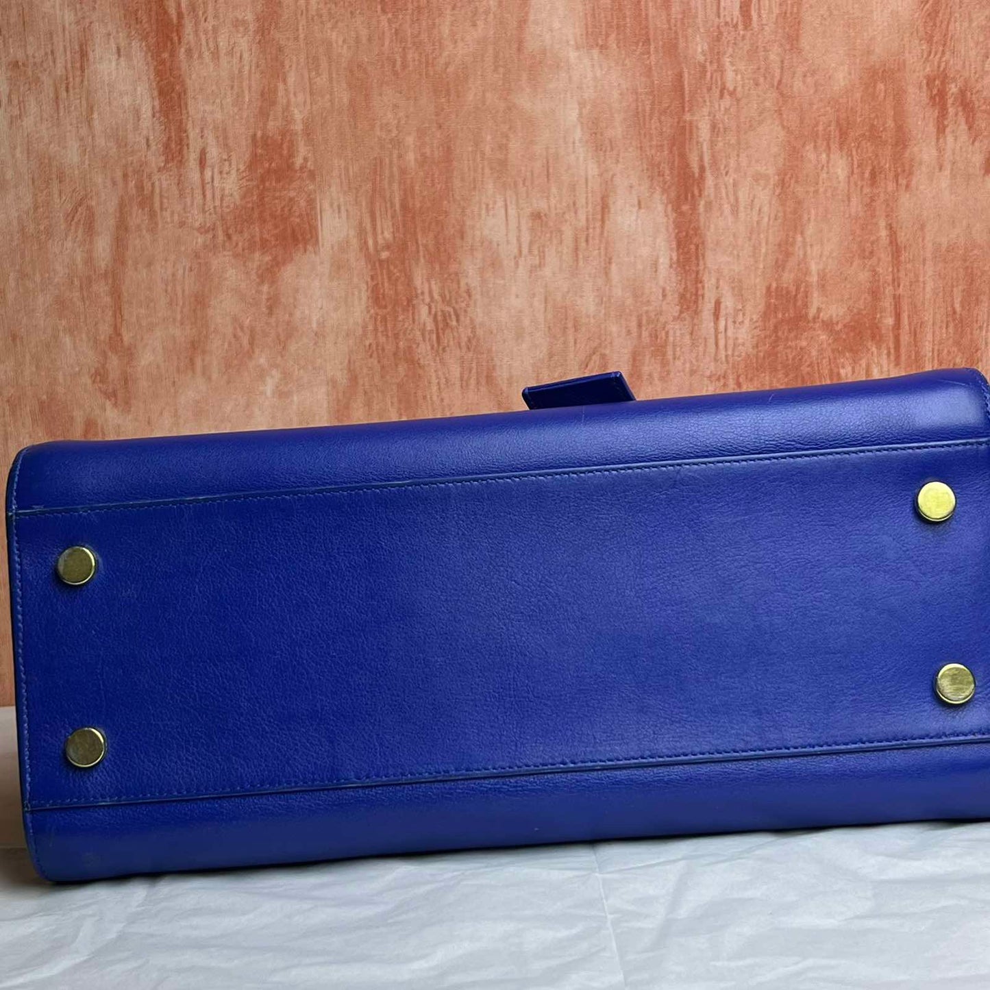 YSL Cabas Small Tote Blue – 8.6"H x 12.5"L x 6.2"W