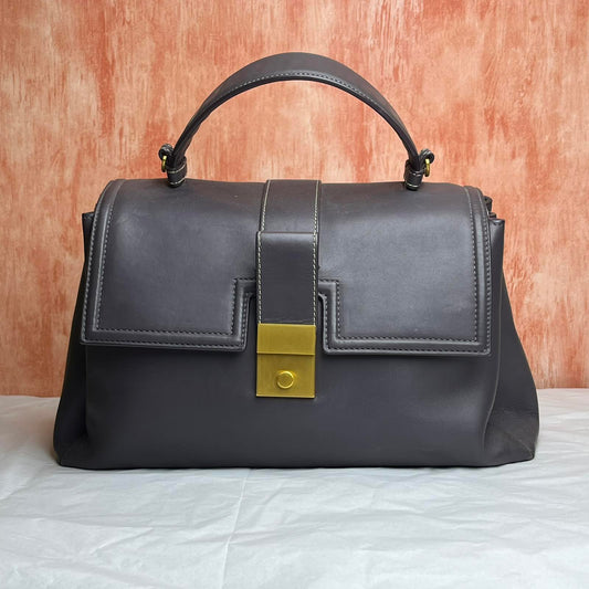 Bottega Veneta Piazza Top Handle Bag Small, Plum – 7.1"H x 9.8"L x 4.7"W