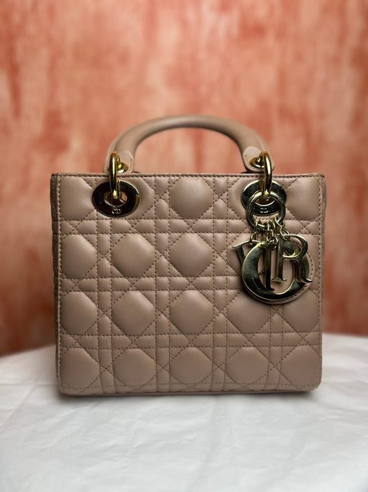 Dior Small Lady Dior My ABCDior Bag, Sand – 6.7"H x 8.3"L x 4.3"W