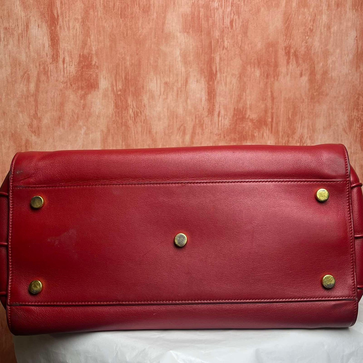 YSL Large Sac De Jour Red – 10.5"H x 14.2"L x 7.1"W