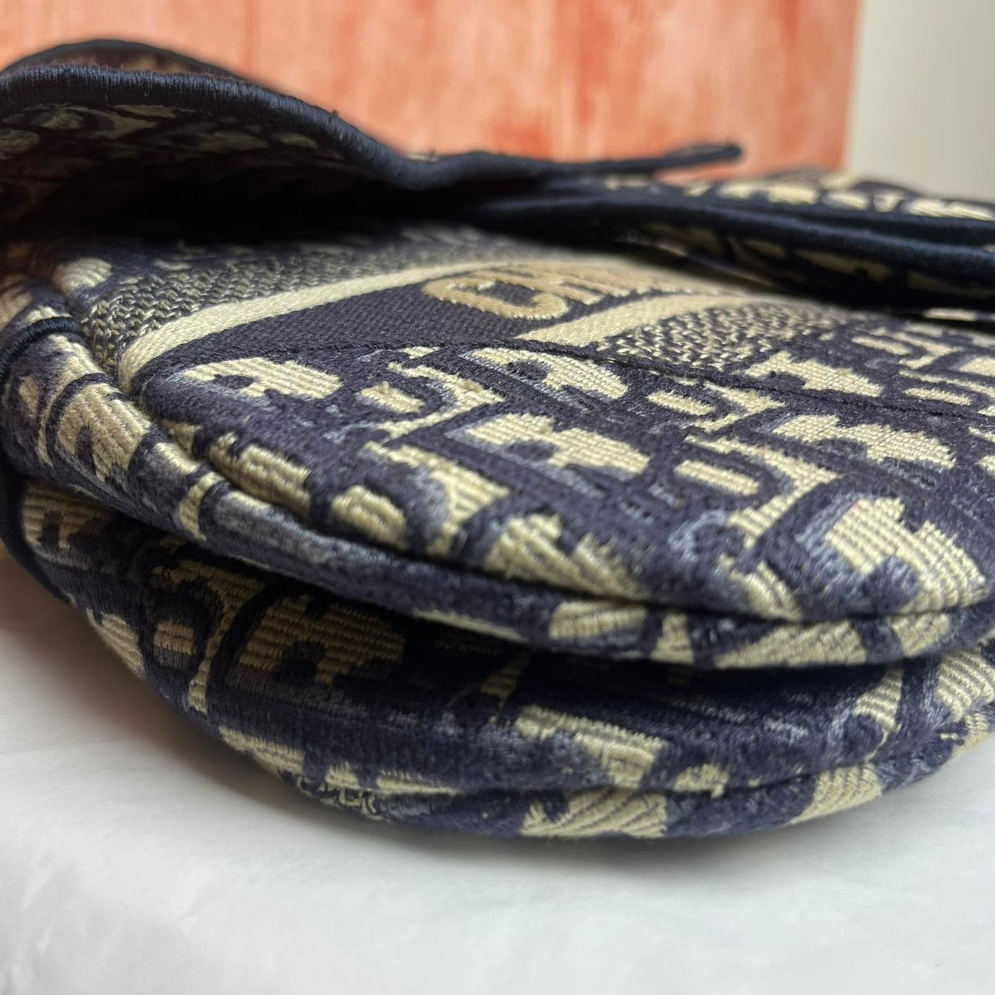 Dior Saddle Bag with Strap Blue Dior Oblique Jacquard – 7.9"H x 10"L x 2.5"W