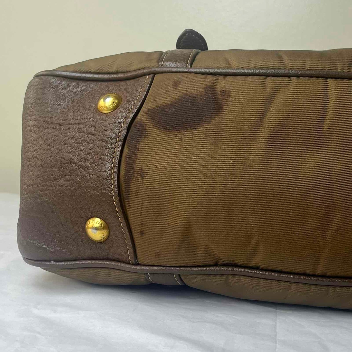 Prada Nylon 2-Way Brown – 8.6"H x 11.8"L x 5.5"W