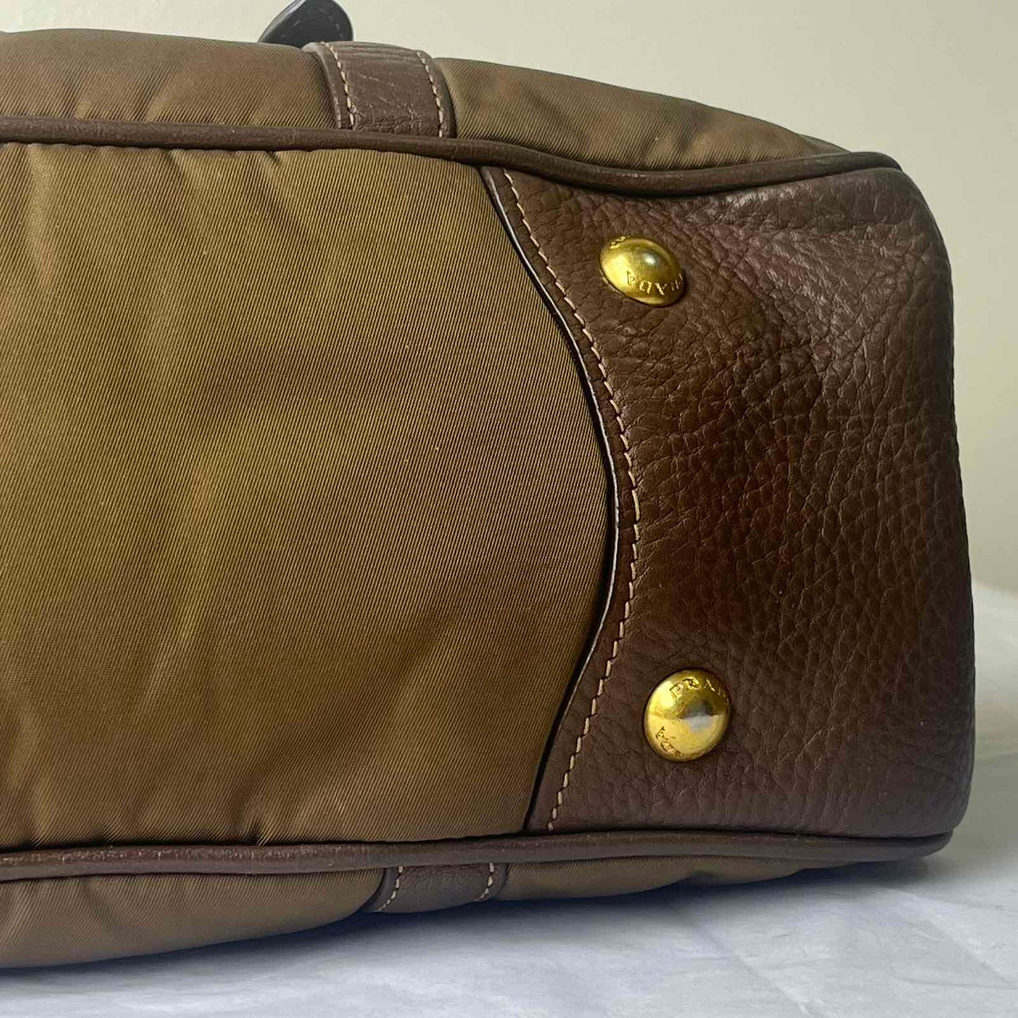 Prada Nylon 2-Way Brown – 8.6"H x 11.8"L x 5.5"W
