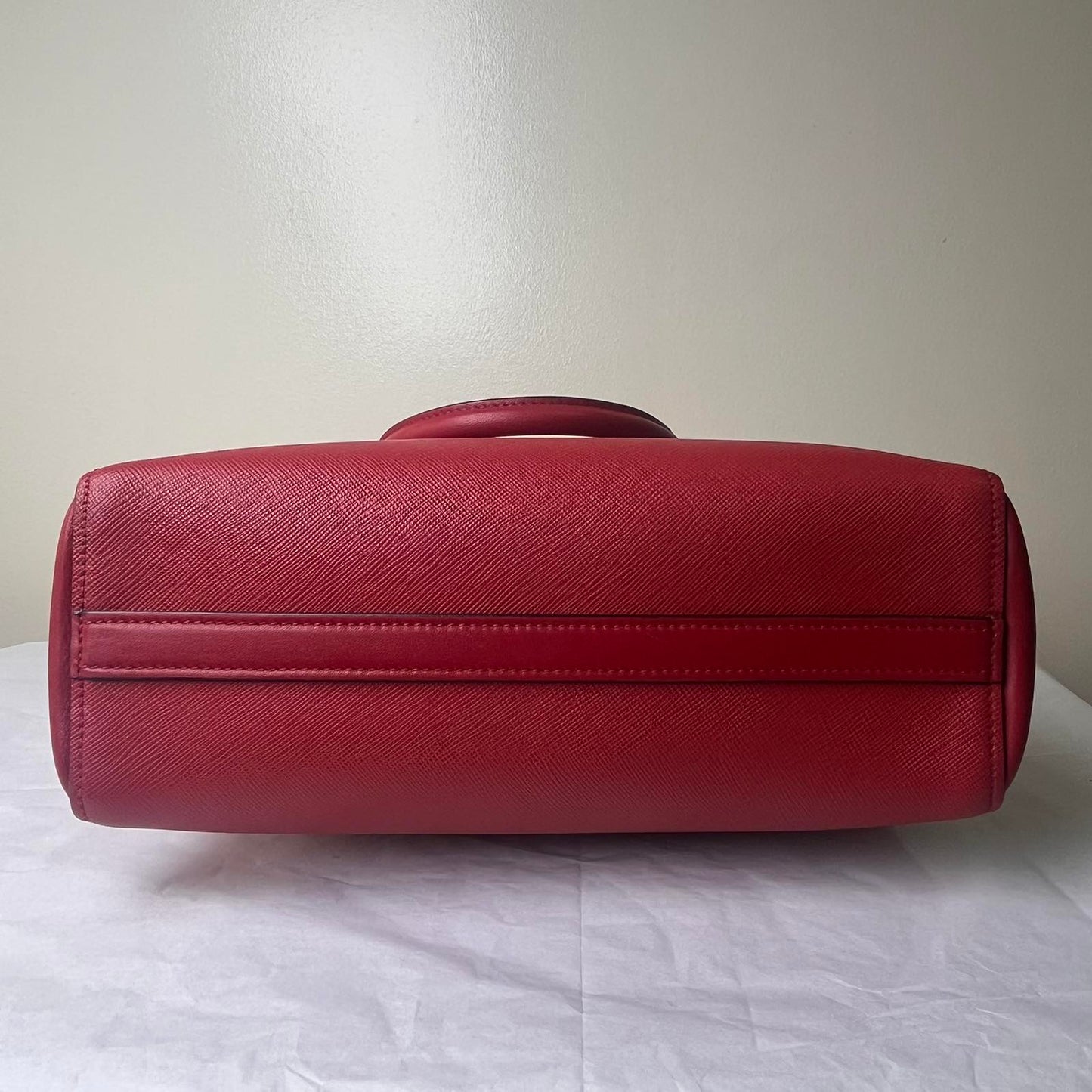 Prada Saffiano Tote – Red – 9.4"H x 13.4"L x 6.3"W