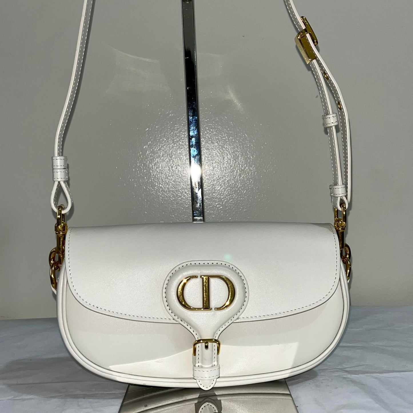 Dior Bobby East-West Bag White – 5"H x 9.5"L x 2.5"W