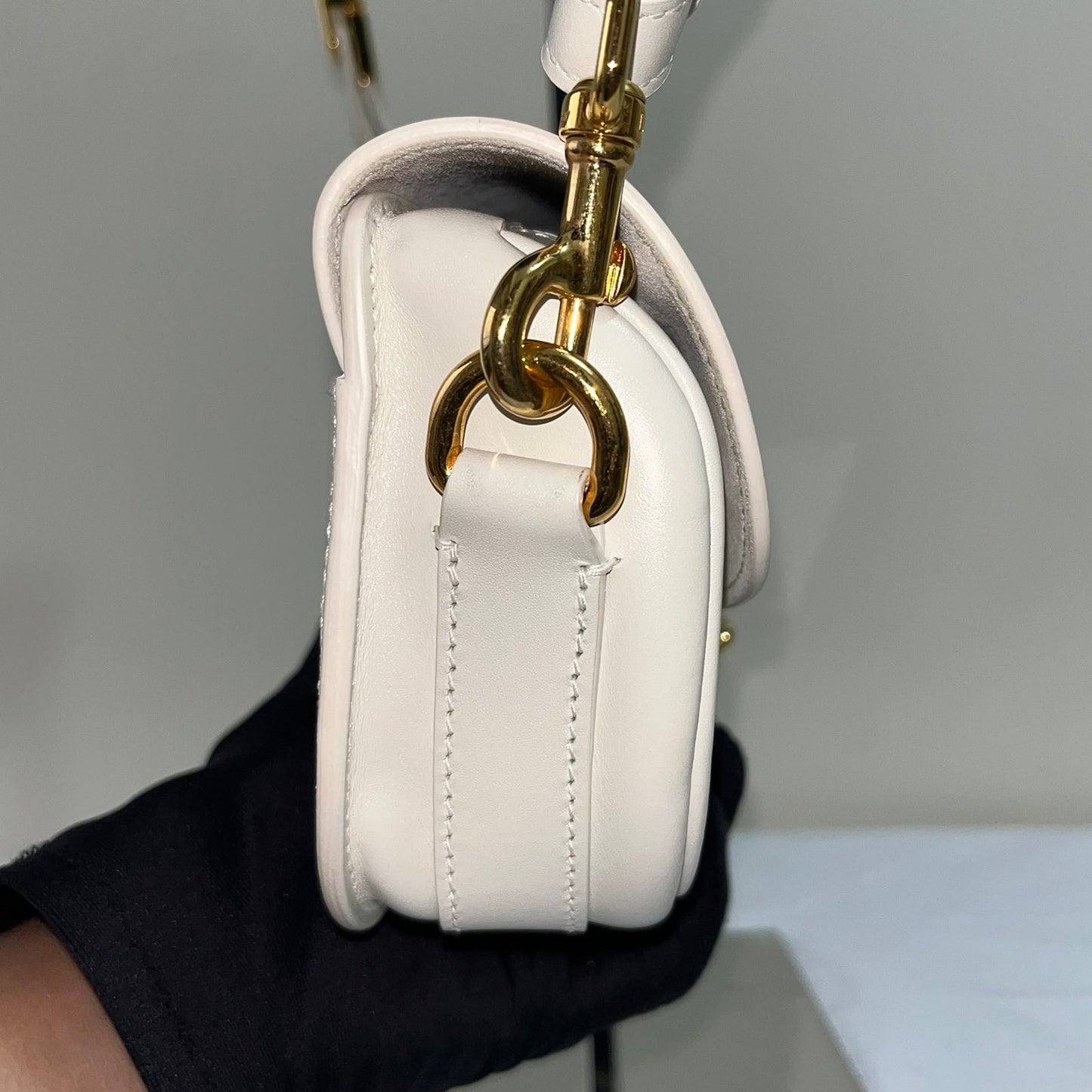 Dior Bobby East-West Bag White – 5"H x 9.5"L x 2.5"W