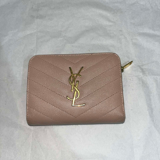 YSL Bi-Fold Wallet, Pink – 3.9"H x 4.5"L x 1"W